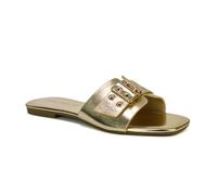 ESSEX GLAM Womens Flat Slide Sandal Ladies Slip On Summer Casual Flip Flop Synthetic Leather Summer Mule Size 3-8