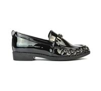 ESSEX GLAM Women's Flat Slip On Loafers - Comfortable Chain Detailed Work Pumps - Ladies Low Heel Black Penny Loafers