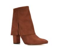 ESSEX GLAM Women's Foldover Ankle Boots Ladies Pointed Toe Block Heel Shoe Layered Details Booties Size 3-8
