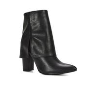 ESSEX GLAM Women's Foldover Ankle Boots Ladies Pointed Toe Block Heel Shoe Layered Details Booties Size 3-8