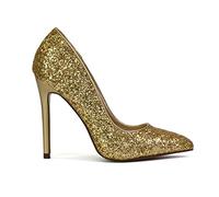 ESSEX GLAM Womens Glitter Stiletto Heel Pointed Toe Ladies Sparkly Party Court Shoes Size 3-8