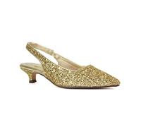 ESSEX GLAM Women's Gold Glitter Slingback Court Shoes Ladies Kitten Low Heel Point Toe Classic Wedding Party Evening Closed Toe Pumps Size 7