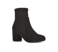 ESSEX GLAM Women's Heeled Ankle Boots Ladies Stretch Sock Faux Suede Chelsea Biker Booties Size 3-8