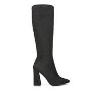 ESSEX GLAM Womens Heeled Knee High Boots Ladies Block Heel Stretch Calf Square Toe Size 3-8 Black Faux Suede