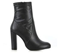 ESSEX GLAM Womens High Rise Block Heel Zip Up Booties Shoes Ladies Round Toe Stretch Sock Ankle Boots 3-8