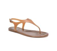 ESSEX GLAM Women's Jelly T-Bar Sandal Ladies Coffee Flat Thong Open Toe Ankle Strap Size 5