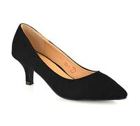 ESSEX GLAM Womens Kitten Heel Court Shoes Ladies Pointed Toe Low Heel Formal Evening Pumps Shoes 3-8 Black Faux Suede