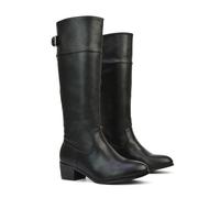 ESSEX GLAM Womens Knee High Boots Ladies Classic Block Low Heel Flat Western Calf Riding Booties Size 3-8