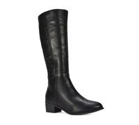 ESSEX GLAM Women's Knee High Boots Ladies Classic Block Low Heel Zip Western Black Synthetic Leather Calf Riding Booties Size 5