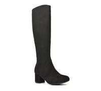 ESSEX GLAM Womens Knee High Boots Ladies Low Mid Block Heel Classic Calf Black Faux Suede Booties Size 3