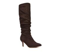 ESSEX GLAM Womens Knee High Boots Ladies Low Mid Heels Pointy Rouched Zip Size 3-8