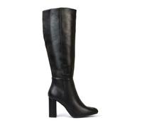 ESSEX GLAM Womens Knee High Boots Wide Calf Ladies Black Synthetic Leahther Block Mid High Heel Size 5