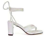 ESSEX GLAM Womens Lace Up Block High Heel Sandals Ladies Square Toe Party Shoes Size 3-8