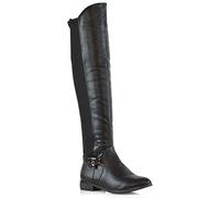 ESSEX GLAM Womens Over The Knee High Flat Low Heel Ladies Stretch Calf Leg Zip Casual Boots