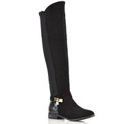 ESSEX GLAM Womens Over The Knee High Flat Low Heel Ladies Stretch Calf Leg Zip Casual Boots