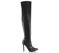 ESSEX GLAM Womens Over The Knee Thigh High Stiletto Heel Ladies Stretch Calf Boots Size 3-8 (UK 6 / EU 39 / US 8, Black Synthetic Leather)