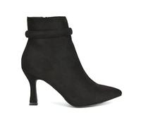 ESSEX GLAM Womens Pointed Toe Ankle Boots Ladies Stiletto Kitten Heel Booties Size 3-8 Black Faux Suede