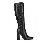 ESSEX GLAM Womens Pointed Toe Block Heel Knee High Boots Ladies Synthetic Embossed Party Size 3-8