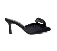 ESSEX GLAM Womens Slip On Bridal Shoes Ladies Closed Pointed Toe Low Heel Mules Evening Party Open Back Black Courts Size 5