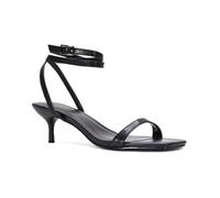 ESSEX GLAM Women's Strappy Ankle Strap Sandals Ladies Black Synthetic Leather Stiletto Kitten Heel Party Evening Prom Shoes Size 3