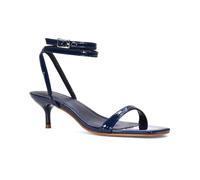 ESSEX GLAM Women's Strappy Ankle Strap Sandals Ladies Navy Patent Stiletto Kitten Heel Party Evening Prom Shoes Size 7
