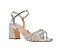 ESSEX GLAM Women's Strappy Ankle Strap Sandals Ladies Silver Sparkly Diamante Open Toe Evening Party Bridal Shoes Size 6