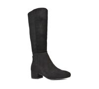 ESSEX GLAM Women's Stretchy Boots Ladies Low Heel Elasticated Calf Knee Black Faux Suede Biker Style Booties Size 7