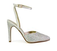 ESSEX GLAM Womens Wedding Shoes Ladies Strappy Diamante Satin Bridal Stilettos Size 3-8