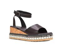 ESSEX GLAM Women's Wedge Heel Sandals Ladies Brown Platform Espadrille Ankle Strap Open Toe Summer Holiday Walking Shoes Size 4