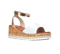 ESSEX GLAM Women's Wedge Heel Sandals Ladies White Platform Espadrille Ankle Strap Open Toe Summer Holiday Walking Shoes Size 6