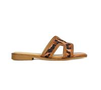 ESSEX GLAM Women's Woven Slide Sandals Ladies Open Toe Flat Slip On Summer Leopard Shoes With Briaded Detail Size 5