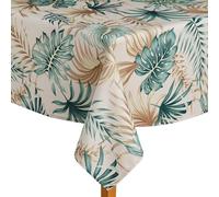 ESSEX - Leaves Tablecloth, 110 x 160 cm, Table Cloth, 100% Polyester, Washable, Leaves - Beige