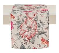 ESSEX - Prados Tablecloth, 35 x 180 cm, Tablecloth, 100% Polyester, Washable, Flowers, Beige