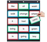 Essex Wares - 17" Wide x 22" Tall Pocket Chart, Black - Sturdy Pocket Chart for Classroom for Sentence Strips - Easy to Use & Hang, Reusable Black Pocket Chart
