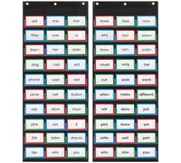 Essex Wares - 2 Pack, 17" Wide x 44" Tall Pocket Chart, Black - Sturdy Pocket Chart for Classroom for Sentence Strips - Easy to Use & Hang, Reusable Black Pocket Chart