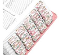 EssexWares - Soft Pink Flowers Bible Tabs for Old and New Testament, 80 Large Print Tabs for Bible Study, Water-Resistant and Durable Bible Index Tabs for Women and Men - 1.7" Wide