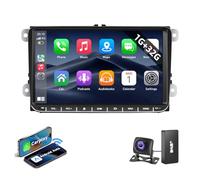 ESSGOO Android14 2 DIN Car Stereo with Wireless Carplay and Android Auto For VW Golf 5 Golf 6 Polo Passat Touran Skoda Seat, 9 inch Touchscreen 1+32G BT FM GPS SWC WiFi + AHD Camera & DAB+ BOX