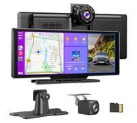 ESSGOO Wireless A-pple CarPlay & Android Auto 10.26" Touchscreen | Portable Car Stereo with 4K Front & Rear 1080P Dash Cam | GPS Navigation, Voice Control, BT 5.3, FM, Mirror Link, 64GB TF Card