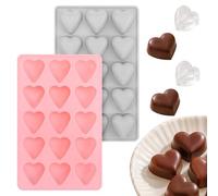Esshogo 2 Pieces Heart Shaped Silicone Mould, Ice Cube Tray, Heart Silicone Mould, Chocolate & Ice Cubes, Heart Shape Silicone Ice Cubes for Chocolate, Beer and Whisky