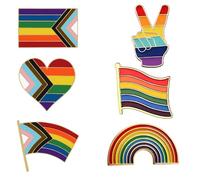 Esshogo 6pcs Gay Pride Pins, Pins Pin Rainbow Brooches, Gay Pride Brooches, Progress Flag Lapel Pin, Brooch Flag, Pride Brooch, Pin Rainbow Flag Proud for Clothing and Bla