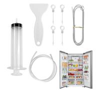 Esshogo 8 Pieces Refrigerator Cleaning Kit, Refrigerator Pipe Cleaner Kit, Refrigerator Accessories, with 1.5 m Refrigerator Brushes, 100 ml Syringe, Tube, Scraper, 4 Drain Hole Insertis