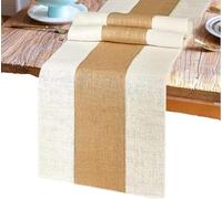 Esshogo Bamboo Knotted Hemp Material Table Runner with Two Color Splicing for Retro Natural Style Interior Decoration Wedding Hotel Decoration,180 * 30cm