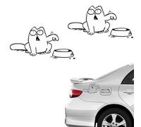 Esshogo Pack of 2 car stickers, funny car cat, fuel cap sticker, cat, car tattoo sticker, sticker for suitcase, cat feeding bowl, car sticker for fuel cap, black