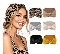 Esshogo Pack of 6 Headbands for Women, Non-Slip, Elastic Wide Headband, Cotton Cross Headband, for Short Hair, Yoga, Workout, Running, Sports, Hair Straw, Turban, Hair Wrap for Girls