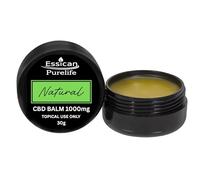 Essican Purelife Natural CBD Balm 30g/1000mg - High Strength CBD Muscle Balm for Muscles & Skin with Hemp Oil Organic, Natural Beeswax, Fractionated Coconut Oils & Vitamin E for Muscle Relief