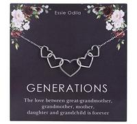 ESSIE ODILA 5 Generations Necklace for Women Great Grandmother Mother Daughter Granddaughter 925 Sterling Silver Interlocking Heart Necklace Birthday Christmas Jewellery Gift for Women
