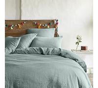 Essix Double Washed Cotton Gauze Duvet Cover, Tenderness, Celadon Blue, 200 x 200 cm,
