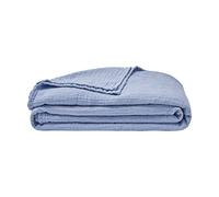 ESSIX Plain Cotton Gauze Bed Cover, Jazzy, 260 x 240 cm, Blue