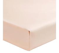 ESSIX - Plain Cotton Percale Fitted Sheet, 30 cm Corner, 180 x 220 cm, Pink Ballerina