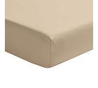 ESSIX, Plain Cotton Percale Fitted Sheet, 35 cm, Première, 160 x 200 cm, Beige